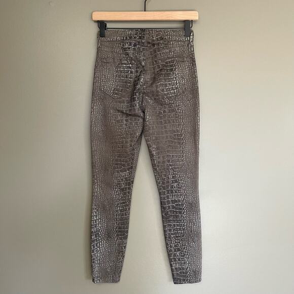 L'AGENCE Margot‎ High Rise Skinny Jeans In Chestnut Black Croc Foil Size 26 - Picture 11 of 16